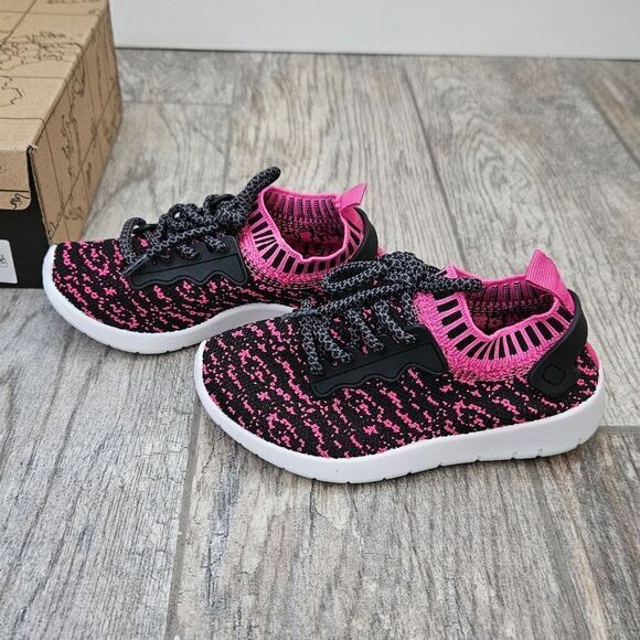 Club Canvas Pink and Black Sock Shoes Size 11T - Picture 4 of 12